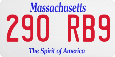 MA license plate 290RB9