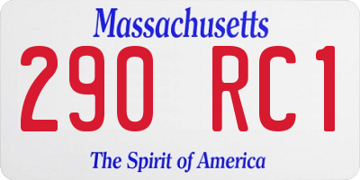 MA license plate 290RC1