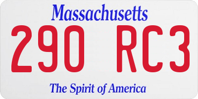 MA license plate 290RC3