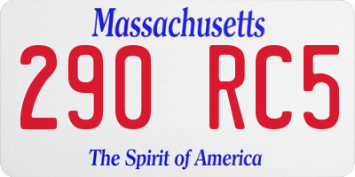 MA license plate 290RC5