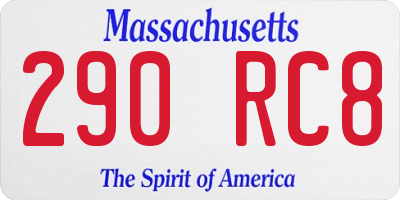 MA license plate 290RC8