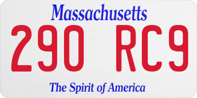 MA license plate 290RC9