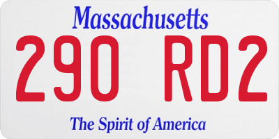 MA license plate 290RD2