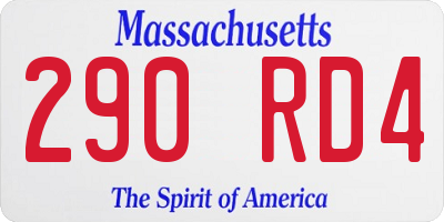 MA license plate 290RD4