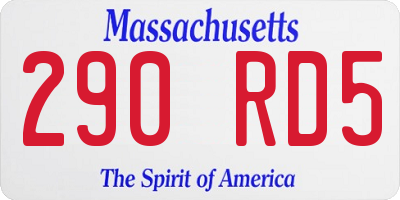 MA license plate 290RD5