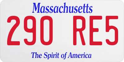 MA license plate 290RE5