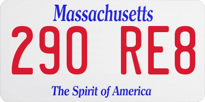 MA license plate 290RE8