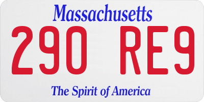 MA license plate 290RE9