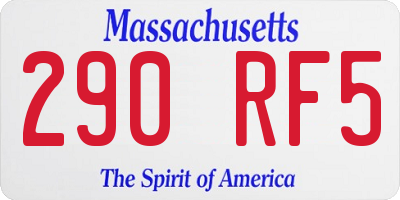 MA license plate 290RF5