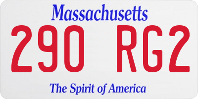 MA license plate 290RG2