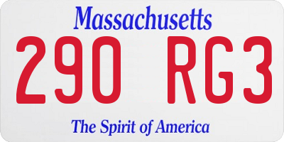 MA license plate 290RG3