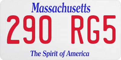 MA license plate 290RG5