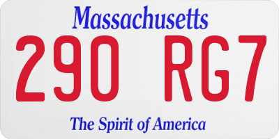 MA license plate 290RG7