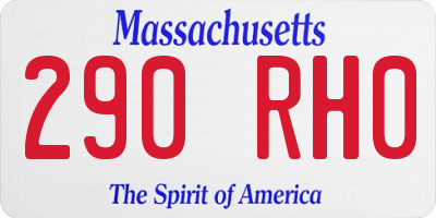 MA license plate 290RH0