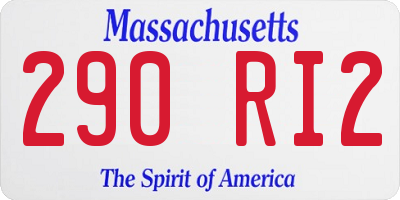 MA license plate 290RI2