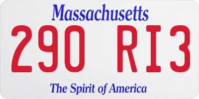 MA license plate 290RI3