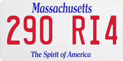 MA license plate 290RI4