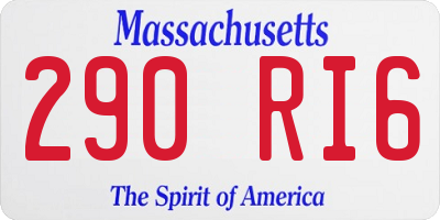 MA license plate 290RI6