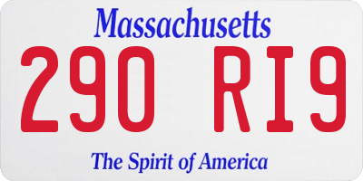 MA license plate 290RI9