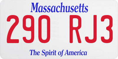 MA license plate 290RJ3