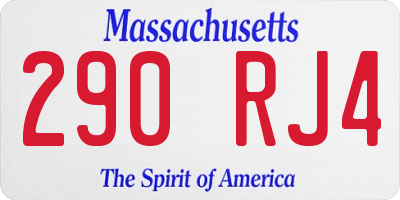 MA license plate 290RJ4