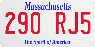 MA license plate 290RJ5