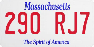 MA license plate 290RJ7