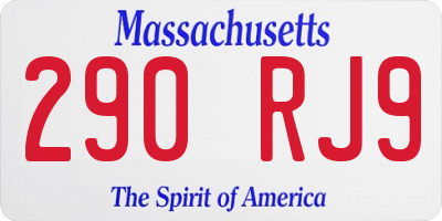 MA license plate 290RJ9