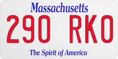 MA license plate 290RK0