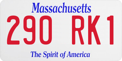 MA license plate 290RK1