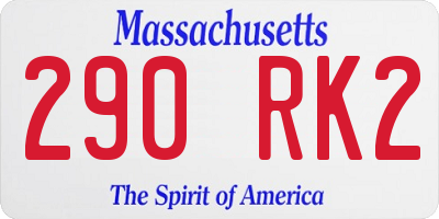 MA license plate 290RK2