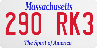 MA license plate 290RK3
