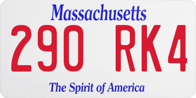 MA license plate 290RK4
