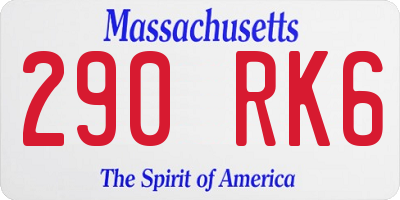 MA license plate 290RK6