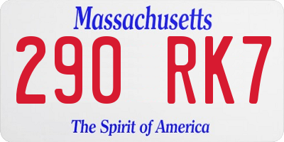 MA license plate 290RK7