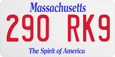 MA license plate 290RK9