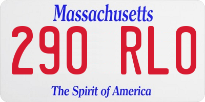 MA license plate 290RL0