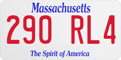 MA license plate 290RL4