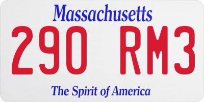 MA license plate 290RM3