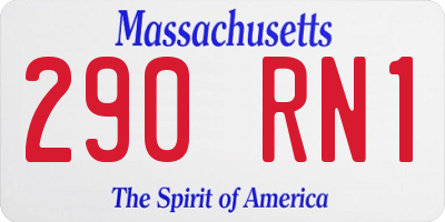MA license plate 290RN1