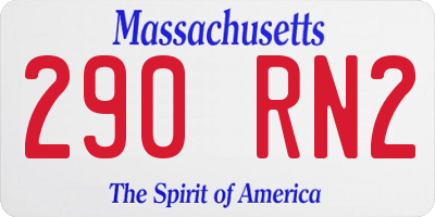 MA license plate 290RN2