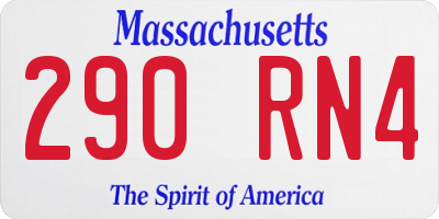 MA license plate 290RN4