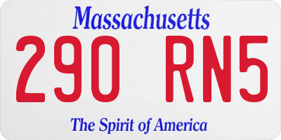 MA license plate 290RN5