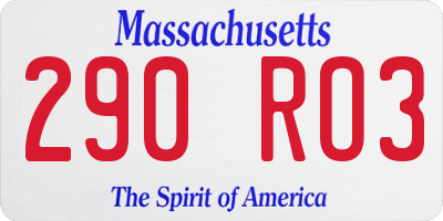MA license plate 290RO3