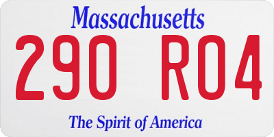 MA license plate 290RO4