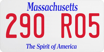 MA license plate 290RO5