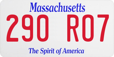 MA license plate 290RO7