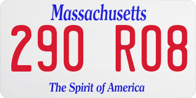 MA license plate 290RO8