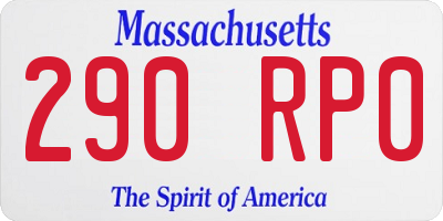 MA license plate 290RP0