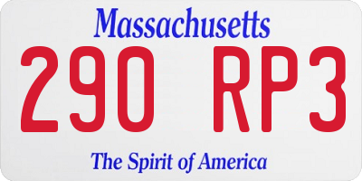 MA license plate 290RP3